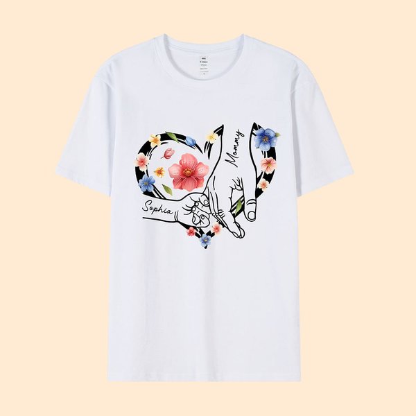 T-shirt personnalisé avec cœur floral Sweatshirt Multicolore Disponible Fête des Mères Cadeau d'Anniversaire pour Maman Mamie