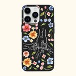 Personalisierte Holding Hands Aquarell Blume schwarz Telefon Fall für iPhone Muttertag Geburtstag Geschenk für sie