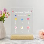 Personalisierte bunte Geburt Blume LED-Nachtlicht mit Holzsockel und Name Home Dekoration Muttertag Geschenk für Mutter Oma