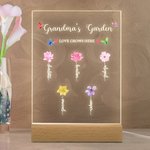 Personalisierte bunte Geburt Blume LED-Nachtlicht mit Holzsockel und Name Home Dekoration Muttertag Geschenk für Mutter Oma