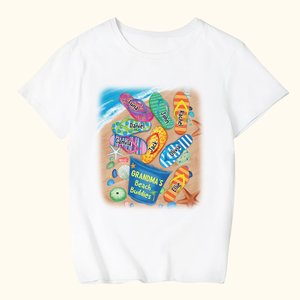 Personalized Beach Buddies Slipper Design 100% Cotton Kid T-shirt with 1-8 Names Mother's Day Father's Day Gift for Children