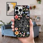 Personalisierte Holding Hands Aquarell Blume schwarz Telefon Fall für iPhone Muttertag Geburtstag Geschenk für sie
