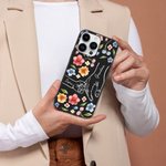 Personalisierte Holding Hands Aquarell Blume schwarz Telefon Fall für iPhone Muttertag Geburtstag Geschenk für sie