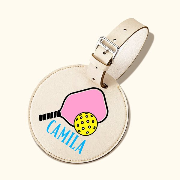 Etiqueta de equipaje de cuero ajustable personalizada con etiqueta de identificación y nombre para regalo de viaje de cumpleaños para jugador de Pickl