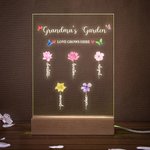 Personalisierte bunte Geburt Blume LED-Nachtlicht mit Holzsockel und Name Home Dekoration Muttertag Geschenk für Mutter Oma