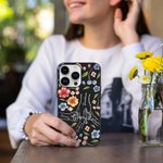 Personalisierte Holding Hands Aquarell Blume schwarz Telefon Fall für iPhone Muttertag Geburtstag Geschenk für sie