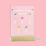 Personalisierte bunte Geburt Blume LED-Nachtlicht mit Holzsockel und Name Home Dekoration Muttertag Geschenk für Mutter Oma