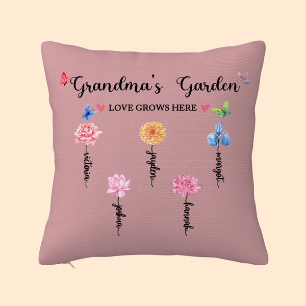 Personalised Butterfly 1-14 Birth Flowers Pillow Cover with Name and Text Housewarming Mother's Day Gift for Her