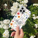 Personalisierte Holding Hands Aquarell Blume schwarz Telefon Fall für iPhone Muttertag Geburtstag Geschenk für sie