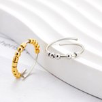 Personalised Morse Code Bead Initials Fidget Ring Adjustable Anxiety Relief Jewellery Birthday Inspirational Gift for Her