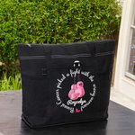 Personalized Breast Cancer Picked A Fight with the Wrong Woman Tote Bag with Name Mesh Pockets Chemotherapy Care Gift for Her