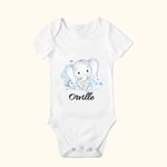 Personalized 100% Cotton Flower Cute Elephant Baby Onesie T-shirt Baby Onesie Mother's Day Gift for Newborn and Mom