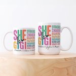 Gepersonaliseerde She is Beautiful Keramische Mok met 1-16 Kindernamen Moederdagcadeau voor Mama Oma