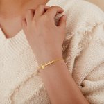 Pulsera Cruz Personalizada con Nombre Cumpleaños Bautizo Regalo Religioso para Ella