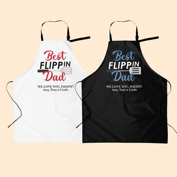 Gepersonaliseerd Best Flippin Waterdicht Schort met Tekst Vaderdag Verjaardagscadeau voor papa Opa