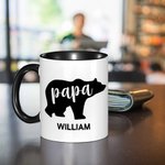 Gepersonaliseerde Papa Beer Keramische Mok Koffiekop met Papa Naam en 1-12 Kindernamen Vaderdag Verjaardagscadeau voor Papa Opa