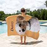 Toalla de playa de secado rápido con retrato al óleo de mascota personalizado y nombre Regalo de cumpleaños para los amantes de las mascotas