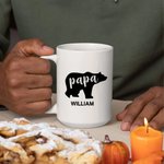 Gepersonaliseerde Papa Beer Keramische Mok Koffiekop met Papa Naam en 1-12 Kindernamen Vaderdag Verjaardagscadeau voor Papa Opa