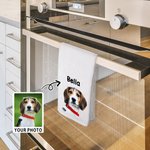Personalized Oil Painting Style Pet Portrait Photo 100% Cotton Waffle Tea Towel Birthday Anniversary Gift for Pet lover