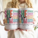 Gepersonaliseerde She is Beautiful Keramische Mok met 1-16 Kindernamen Moederdagcadeau voor Mama Oma