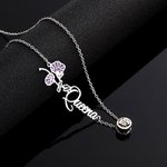 Collier Personnalisé avec Prénom Fleur de Naissance Signe Astrologique Cadeau Anniversaire Fête pour Femme