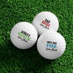 Gepersonaliseerde Beste Vader Ooit Golfbal met Gegraveerde Naam Set van 3 Vaderdag Verjaardagscadeau voor Hem