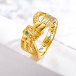 Personalisierter Schleife-Ring mit 1-8 Geburtssteinen und Namen Gravur Muttertag Geburtstag Geschenk für Mama Oma Familie