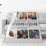 Personalized Glad You're My Dad Grandpa Photo Blanket with Text Father’s Day Birthday Gift for Dad Grandpa