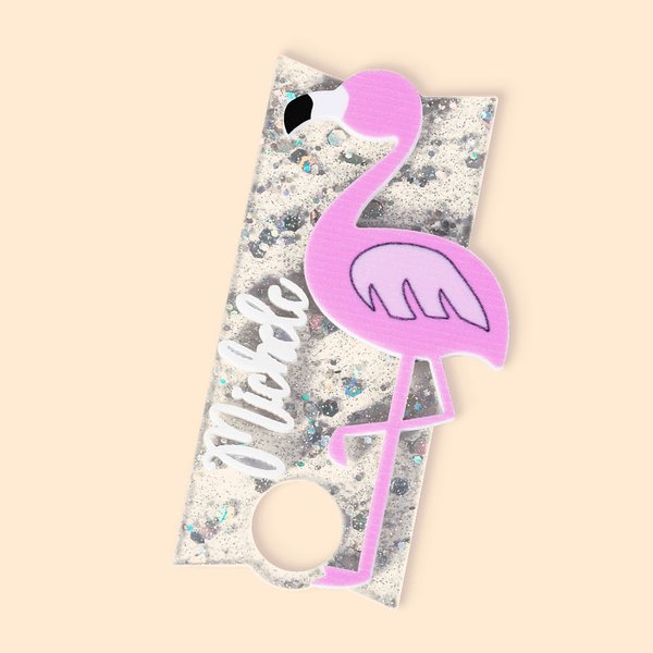 Gepersonaliseerde acryl glitter Flamingo 3D naam plaat Topper voor 30oz 40oz Stanley Tumbler verjaardagscadeau voor vriend familie