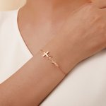 Pulsera Cruz Personalizada con Nombre Cumpleaños Bautizo Regalo Religioso para Ella