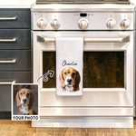 Personalized Oil Painting Style Pet Portrait Photo 100% Cotton Waffle Tea Towel Birthday Anniversary Gift for Pet lover