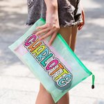 Personalised Dalmatian Dots Name Pool Bag with Zipper Bridesmaid Wedding Gift for Women