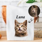 Personalized Oil Painting Style Pet Portrait Photo 100% Cotton Waffle Tea Towel Birthday Anniversary Gift for Pet lover