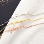 Pulsera Cruz Personalizada con Nombre Cumpleaños Bautizo Regalo Religioso para Ella