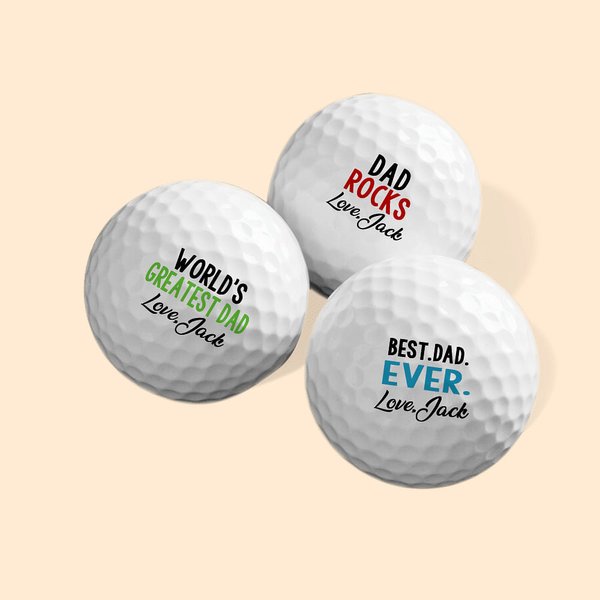Gepersonaliseerde Beste Vader Ooit Golfbal met Gegraveerde Naam Set van 3 Vaderdag Verjaardagscadeau voor Hem