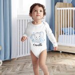 Personalized 100% Cotton Flower Cute Elephant Baby Onesie T-shirt Baby Onesie Mother's Day Gift for Newborn and Mom