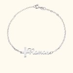 Pulsera Cruz Personalizada con Nombre Cumpleaños Bautizo Regalo Religioso para Ella