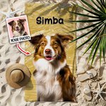 Toalla de playa de secado rápido con retrato al óleo de mascota personalizado y nombre Regalo de cumpleaños para los amantes de las mascotas