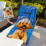 Toalla de playa de secado rápido con retrato al óleo de mascota personalizado y nombre Regalo de cumpleaños para los amantes de las mascotas