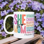 Gepersonaliseerde She is Beautiful Keramische Mok met 1-16 Kindernamen Moederdagcadeau voor Mama Oma