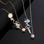 Collier Personnalisé avec Prénom Fleur de Naissance Signe Astrologique Cadeau Anniversaire Fête pour Femme
