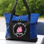 Personalized Breast Cancer Picked A Fight with the Wrong Woman Tote Bag with Name Mesh Pockets Chemotherapy Care Gift for Her