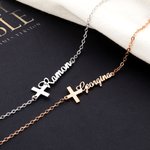 Pulsera Cruz Personalizada con Nombre Cumpleaños Bautizo Regalo Religioso para Ella