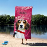 Toalla de playa de secado rápido con retrato al óleo de mascota personalizado y nombre Regalo de cumpleaños para los amantes de las mascotas