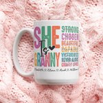Gepersonaliseerde She is Beautiful Keramische Mok met 1-16 Kindernamen Moederdagcadeau voor Mama Oma