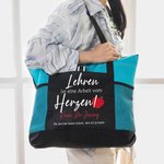 Personalisierte Segeltuch Tragetasche mit Reißverschluss Apfel Muster „Lehren ist eine Arbeit vom Herzen“ Große Kapazität für Lehrer