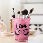 Porte-pinceau de Maquillage Personnalisé avec Nom Motif des Yeux Fermés Cadeau d'Anniversaire pour Elle