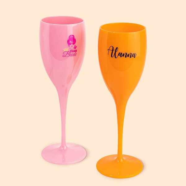 Copas para Brindar con Champán Personalizadas Rosa Naranja con Nombre o Logotipo Set de 2 Cumpleaños Soltera Fiesta de Novias Regalo para Mujeres