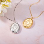 Collar colgante personalizado con flor de nacimiento grabada y foto regalo de Día de la Madre o cumpleaños para mujer