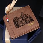 Gepersonaliseerde Foto PU Leren Heren Bifold Portemonnee met Gegraveerde Tekst en Meerdere Kaartsleuven Vaderdag Jubileum Cadeau voor Hem